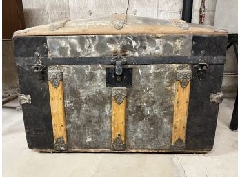 Leather Trunk With Ornate Metal Details (28 X 15 1/2 X 22)