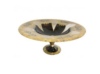 Amazing Decorative Glass Bowl With Gold And Brown Accent Details