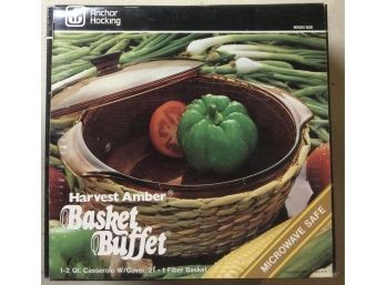 Anchor Hocking Harvest Amber Basket Buffet Still In Box