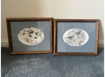 Cute Cat Prints Framed (2) 11 In X 9 In