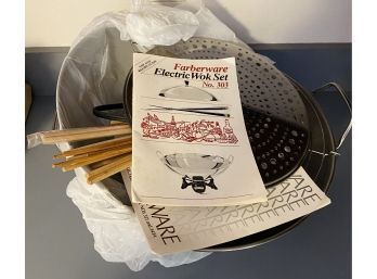 Farberware Electric Wok Set In Like New Condition. Includes Chopsticks