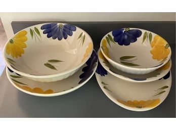 Set Of Hand Painted Serving Bowls And Platters By MAXAM Made In Italy