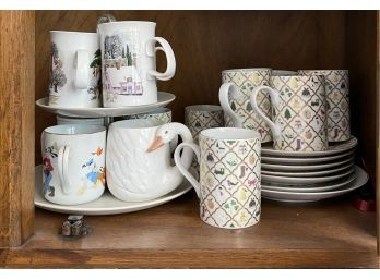 Various Mugs And Dessert Plates