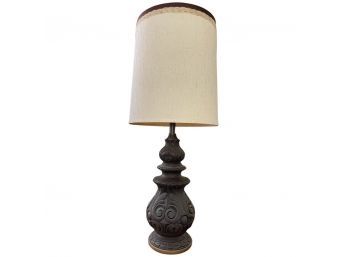 Stunning Carved Wood/ceramic Table Lamp