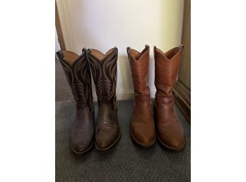 Two Pairs Of Nocona Leather Cowboy Boots Mens Size 9