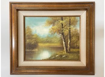 Beautiful Canvas Painting In A Bronze Colored Frame. Signed By Artist Gregg In Bottom Corner