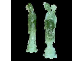 Hand Carved Jade-color Chinese Inspired Figurines