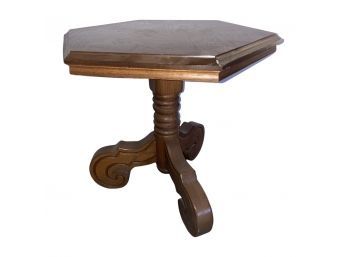 Wooden Octagonal Side Table With 3 Legs.