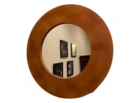 Round Wooden Framed Mirror