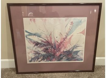 Colorful Framed Water Color Print. Signed CDX/CDC