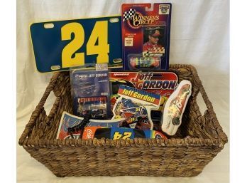 Basket Full Of Jeff Gordon NASCAR Fan Collectibles