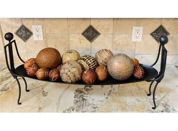 Adorable Decorative Tray With Various Globes. Approximately 2 Feet In Length