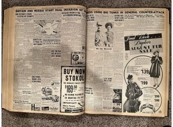 Denver Post Book Bound Newspapers Circa 1941, Wonderful Condition