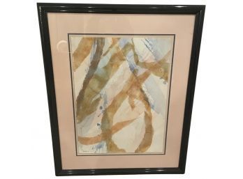 Original Watercolor Collage Painting By Howells, Signed In Bottom Corner, 1986. CERTIFICATE OF AUTHENTICITY