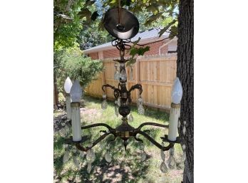 Beautiful Metal Chandelier With Faux Candle Stick Accent Lights