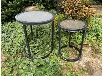 Set Of Two Outdoor Side Tables (21 In And 17 1/2 Inches Tall)