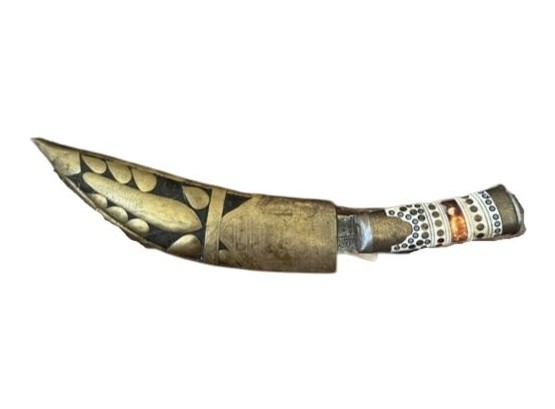 Decorative Antique Knife With Metal Adorned Sheath