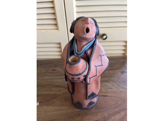 Storyteller Pottery Figurine 10 In Tall, Signed And Dated By Artist