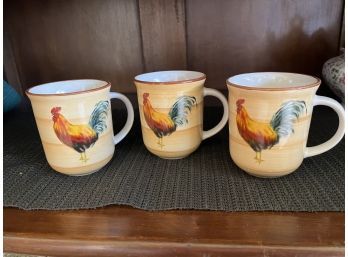 Collection Of Three Rooster Mugs