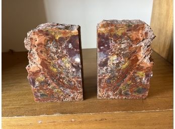 Incredible Petrified Wood Set Book Holders! Wonderful Shape