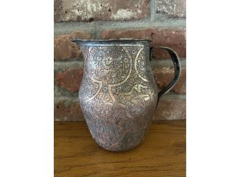 Antique Metal Vase With Beautiful Etched Designs