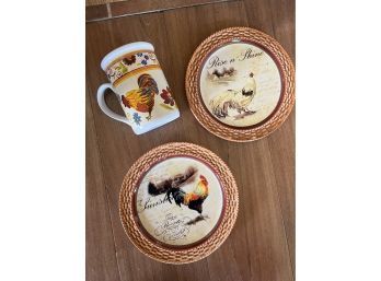 Rooster Mug And Two Plates Collection