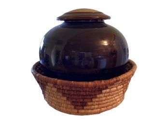 Pueblo Vase / Urn With Basket