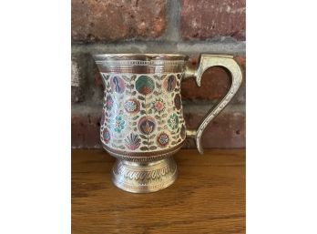 Gorgeous Metal Mug With Colorful Floral Designs