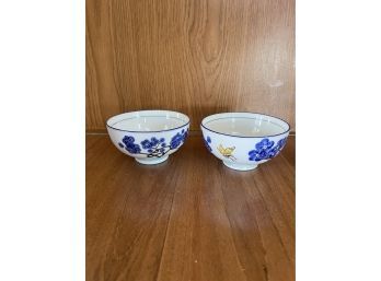 Set Of 2 Eastern Asian Inspired Decorative Small Soup Bowls