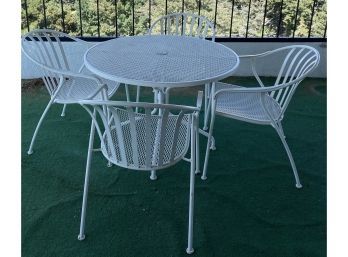 White Painted Outdoor Table With 4 Chairs, 1 Of 2