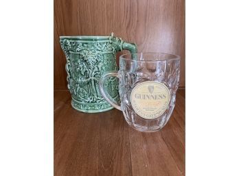 Mug Pair, One Guinness And One Green Decorative Mug