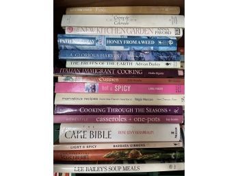 Collection Of Variety Of Large Cookbooks (cake Bible, Easy Curries, The New Kitchen Garden)