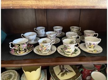 Floral Teacup Collection (A Few Cups And Plates Contain Cracks And Chips)