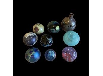 Beautiful Collection Of Small Glass Paper Weights And Mini Vase
