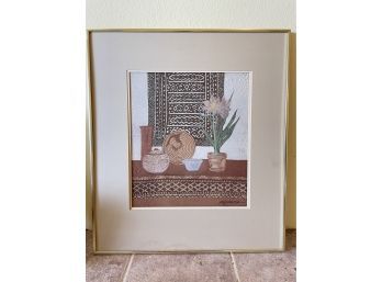 Beautiful Framed Cloth Art, Signed In Bottom Corner - 23x26
