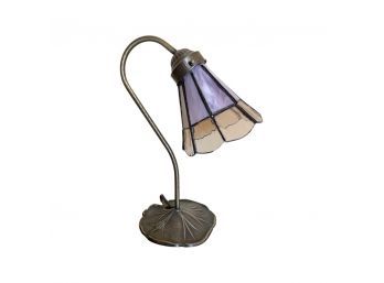 Beautiful Purple Stain Glass Office Lamp With Lily Pad Base