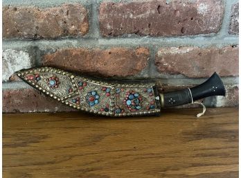 Antique Dagger With Decorative Beaded Case