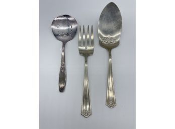 W.M.A Rogers Nickel Silver Fork And Pie Server, And Rogers Bros Spoon