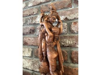 Woodcarving Of Radha And Krishna (16 In)