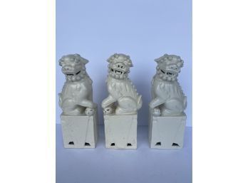 3 White Lion Sculptures