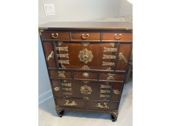 Antique Asian Cabinet With Brass Hardware