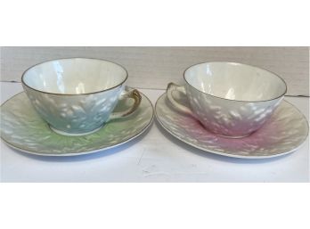 2 Floral Tea Cups With Saucers