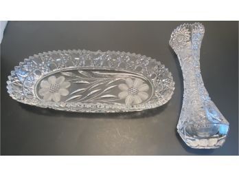 Crystal Vase And Serving Dish