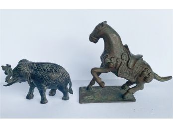 Metal Horse And Elephant