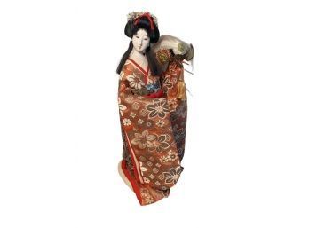 Vintage Hand Made Geisha Doll On Stand