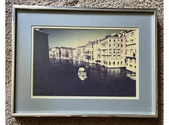 European Water Canal Town Scene Photograph Signed By Matted And Framed (16 1/2 X 12 1/2)