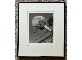 Black And White Basketball Airball Photograph Signed By Artist Greg Schlack, Matted Framed (15 1/4 X 18 1/4)