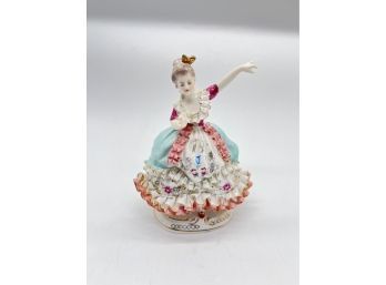 Decorative Antique Ceramic Figurine With Colorful Details Stamped