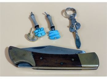 Small Pocket Knife Plus Various Mismatched Jewelry Pieces