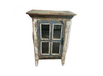 Rustic Distressed Wood Curio Glass Cabinet